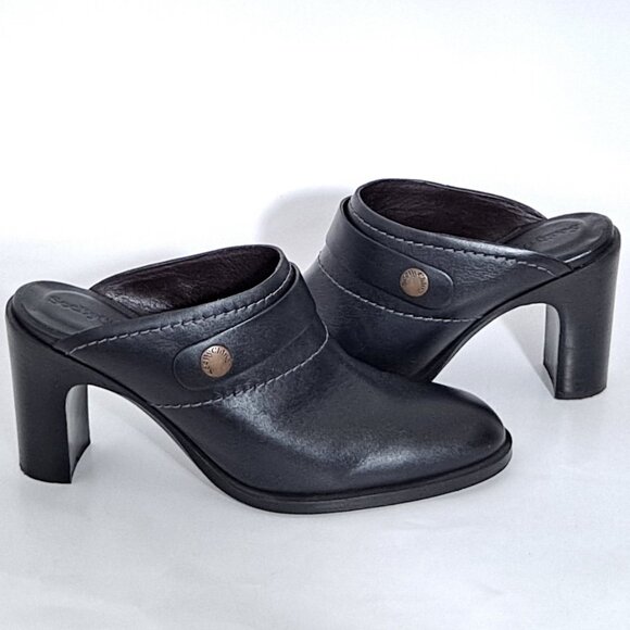 See by Chloe Annia Black Leather Slip On Mules Block Heels - Picture 1 of 13